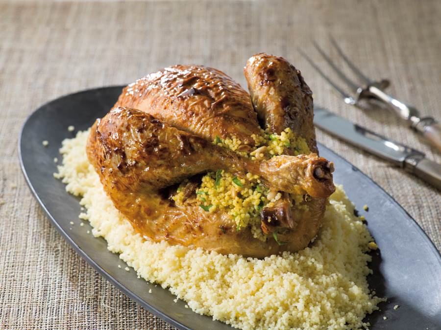 Recette Poulet rôti farci à la graine de couscous moyen Le Renard