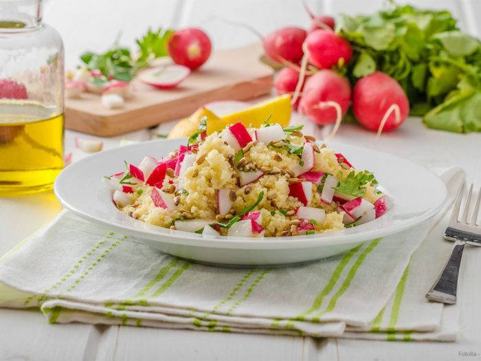 Recette salade de semoule radis rose, citron et menthe - Le Renard