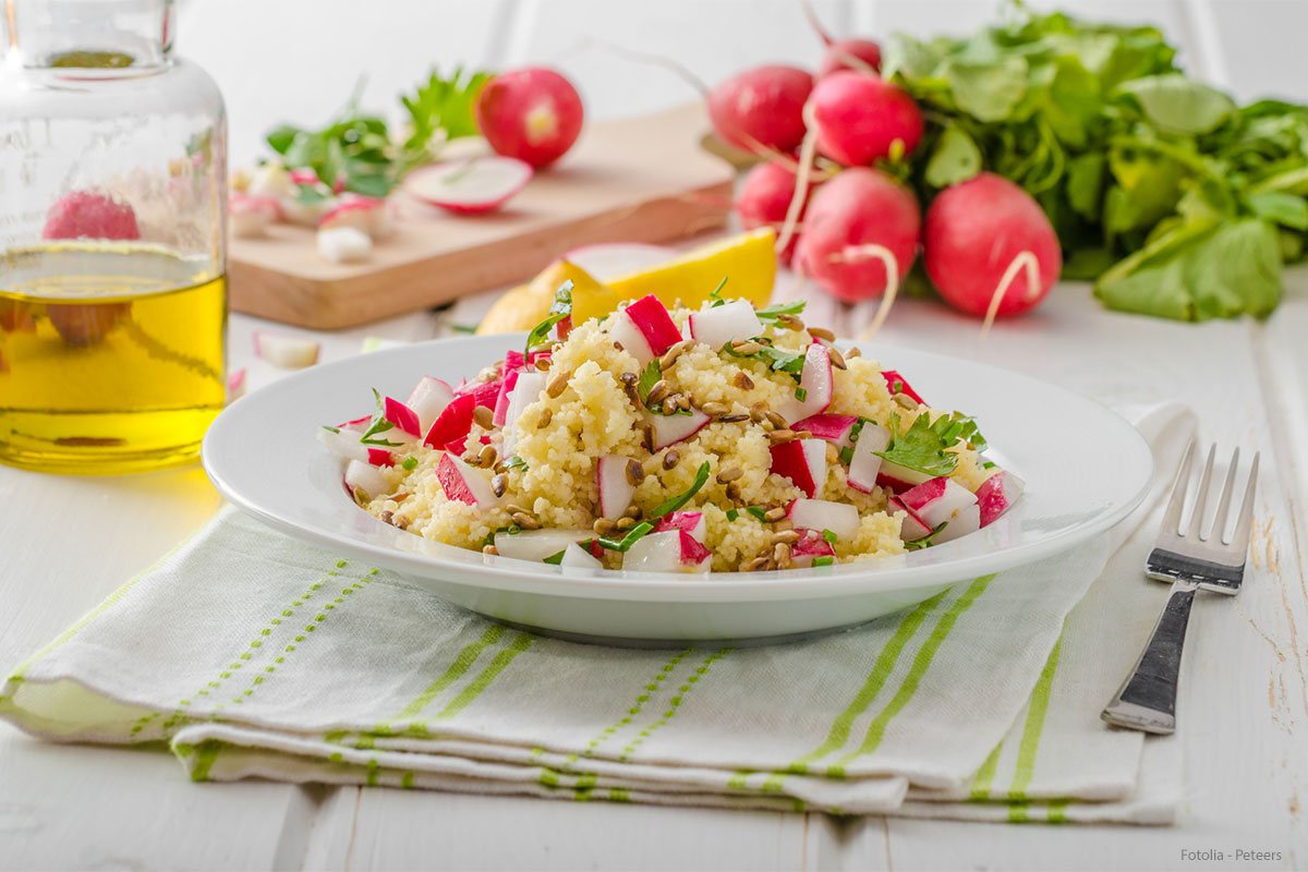 Recette salade de semoule radis rose, citron et menthe - Le Renard