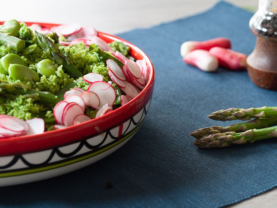 Recette de semoule verte aux légumes verts